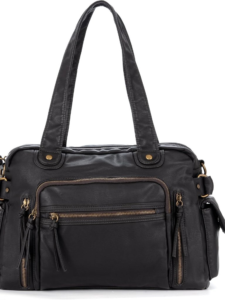 Soft Vegan Leather City Tote Bag For Women Vintage Hobo Handbag With Adjustable